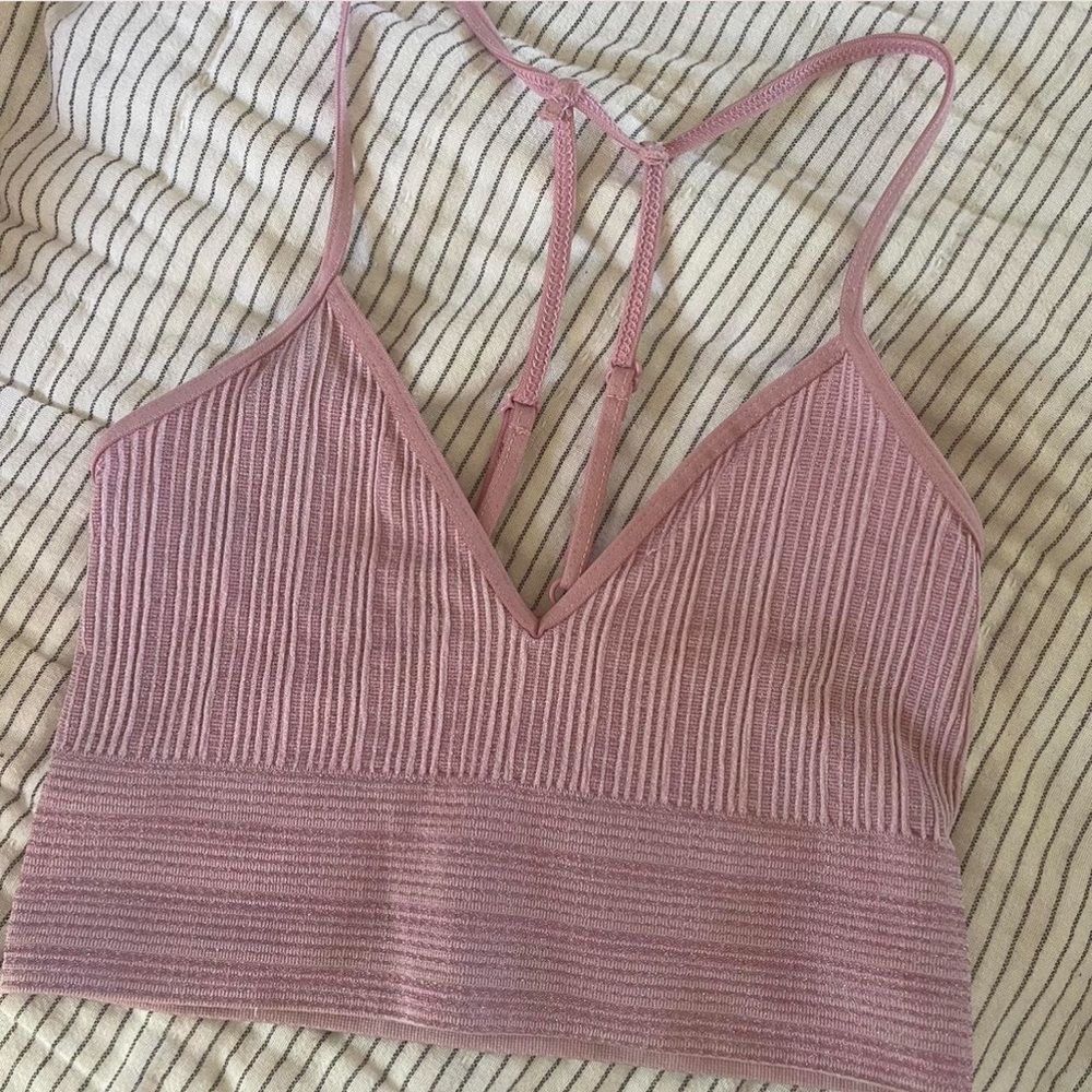 Anthropologie Pink Sparkly Strappy Bralette/Crop Top